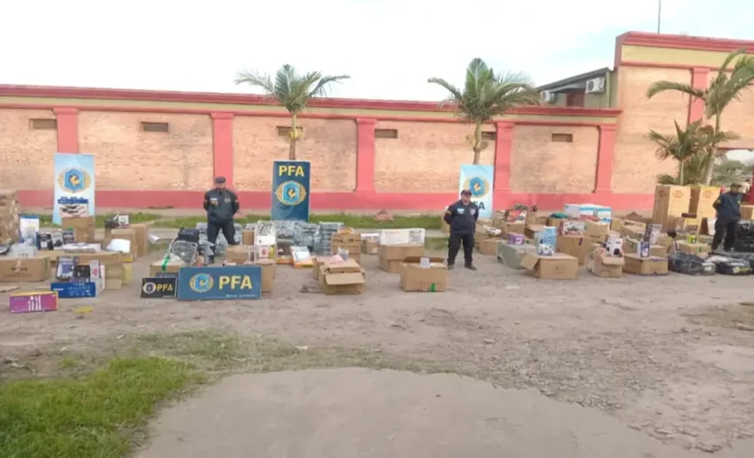 Mercadería secuestrada durante un operativo de la Policía Federal en Resistencia